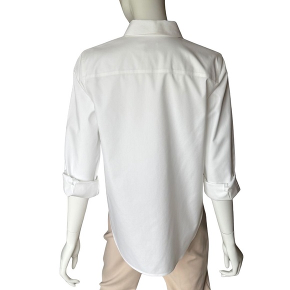 Chico's White Collared Button-Up Tie Front Cotton Shirt Size 0 (Small) - Picture 6 of 6